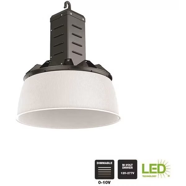 16 in. 750-Watt Equivalent Integrated LED Dimmable Black High Bay Light 5000K, Commercial Electric, Mfr#: HL-NHB270-NP09B
